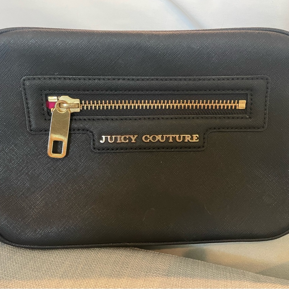 Juicy Couture Black Leather Crossbody Bag with Gold Accents